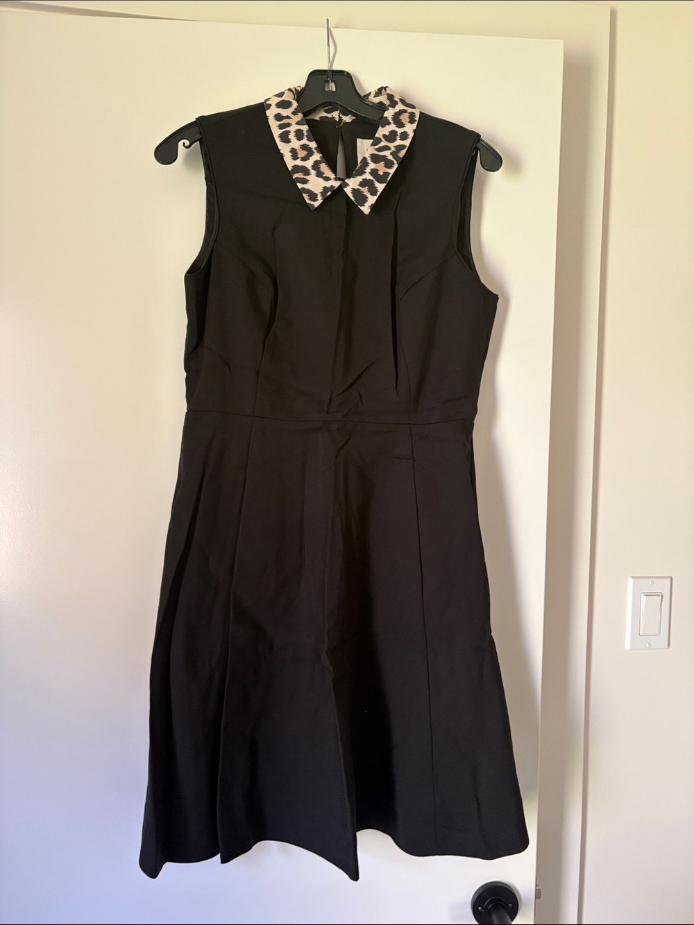 kate spade Black Midi Dress with Leopard Print Collar
